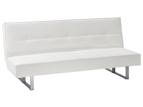 Vuodesohva valkoinen 189 x 85 x 88 cm keinonahka metalli puu kolmelle käsinojaton säädettävä