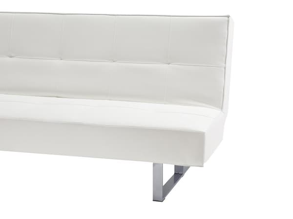 Vuodesohva valkoinen 189 x 85 x 88 cm keinonahka metalli puu kolmelle käsinojaton säädettävä