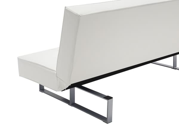 Vuodesohva valkoinen 189 x 85 x 88 cm keinonahka metalli puu kolmelle käsinojaton säädettävä