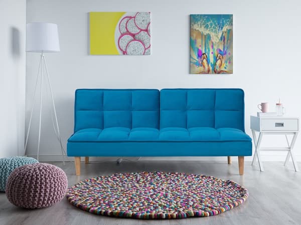 Vuodesohva merensininen 177 x 80 x 80 cm polyesteri puu kolmelle säädettävä