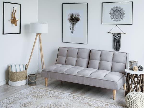 Vuodesohva vaaleanharmaa 177 x 80 x 80 cm polyesteri puu kolmelle säädettävä