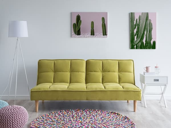 Vuodesohva oliivinvihreä 177 x 80 x 80 cm polyesteri puu kolmelle säädettävä