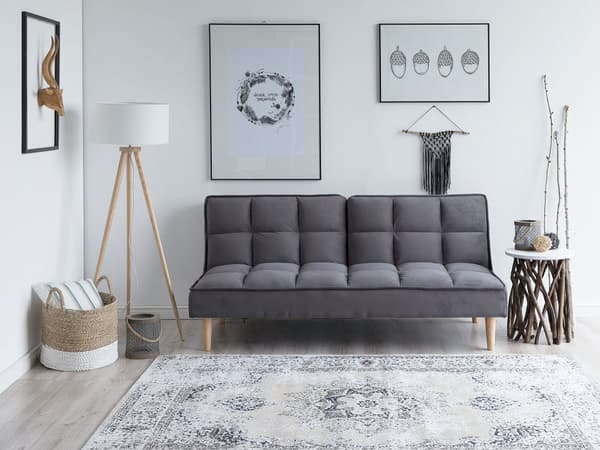 Vuodesohva tummanharmaa 177 x 80 x 80 cm polyesteri puu kolmelle säädettävä