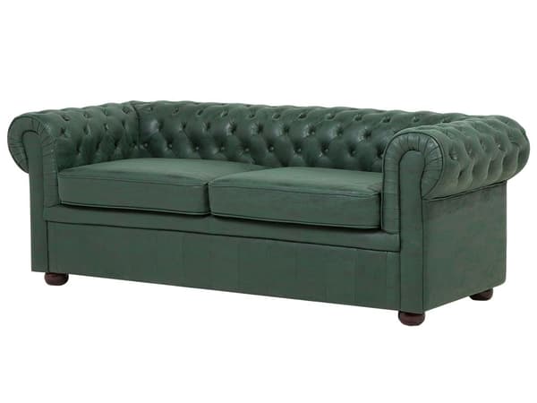Sohva vihreä 198 x 70 x 75 cm keinonahkaverhoilu chesterfield irrotettava päällinen