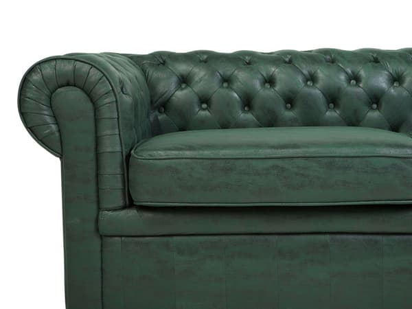 Sohva vihreä 198 x 70 x 75 cm keinonahkaverhoilu chesterfield irrotettava päällinen
