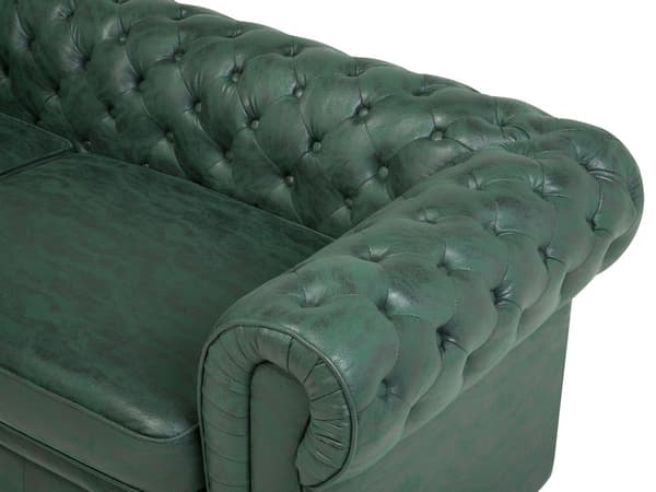 Sohva vihreä 198 x 70 x 75 cm keinonahkaverhoilu chesterfield irrotettava päällinen