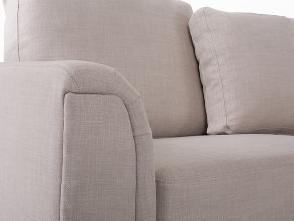 Kulmasohva beige kangas verhoiltu neljälle vasenkätinen koristetyynyt perinteinen tyyli