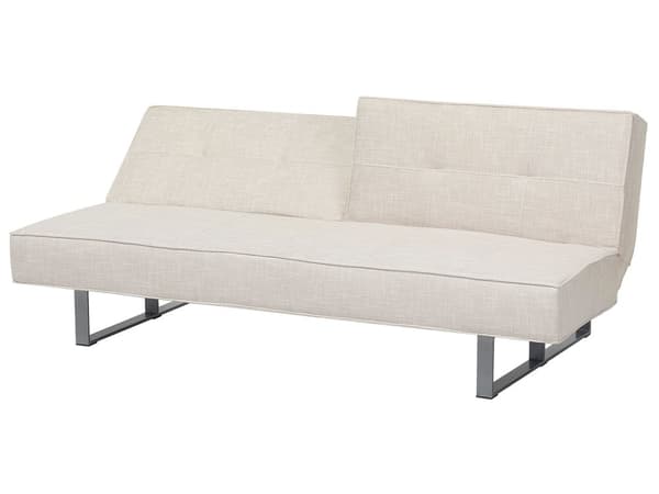 Vuodesohva vaalea beige 190 x 79 x 88 cm polyesteri metalli puu kolmelle säädettävä