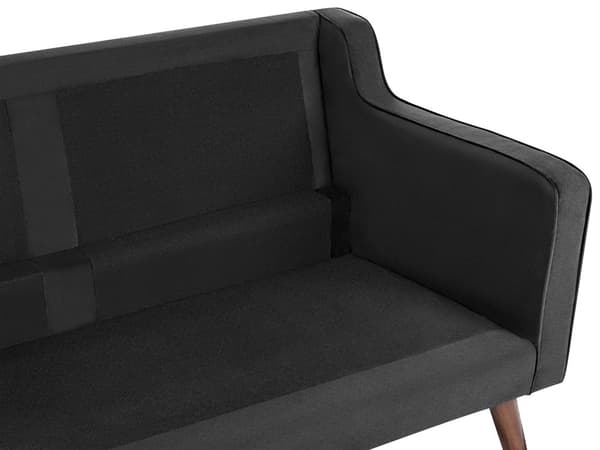 Sohva musta kolmelle samettiverhoilu puujalat irrotettavat tyynynpäälliset retro