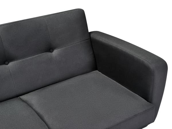 Vuodesohva musta kahdelle kangas puujalat säädettävä nappikoristeltu moderni