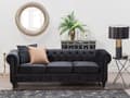 Pikkukuva 4 / 11: Sohva musta 201 x 70 x 75 cm samettiverhoilu kolmelle chesterfield