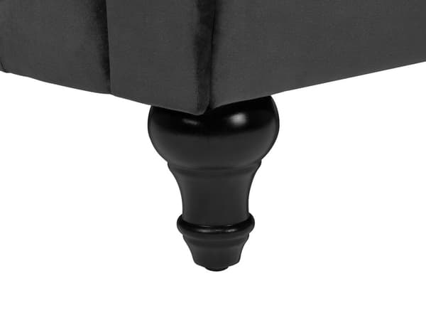 Sohva musta 201 x 70 x 75 cm samettiverhoilu kolmelle chesterfield