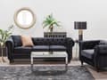 Pikkukuva 2 / 11: Sohva musta 201 x 70 x 75 cm samettiverhoilu kolmelle chesterfield