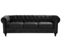 Pikkukuva 1 / 11: Sohva musta 201 x 70 x 75 cm samettiverhoilu kolmelle chesterfield