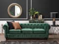 Pikkukuva 4 / 11: Sohva vihreä 201 x 70 x 75 cm samettiverhoilu kolmelle chesterfield