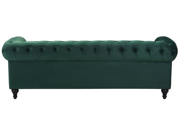 Sohva vihreä 201 x 70 x 75 cm samettiverhoilu kolmelle chesterfield