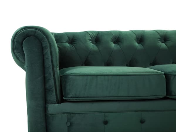 Sohva vihreä 201 x 70 x 75 cm samettiverhoilu kolmelle chesterfield