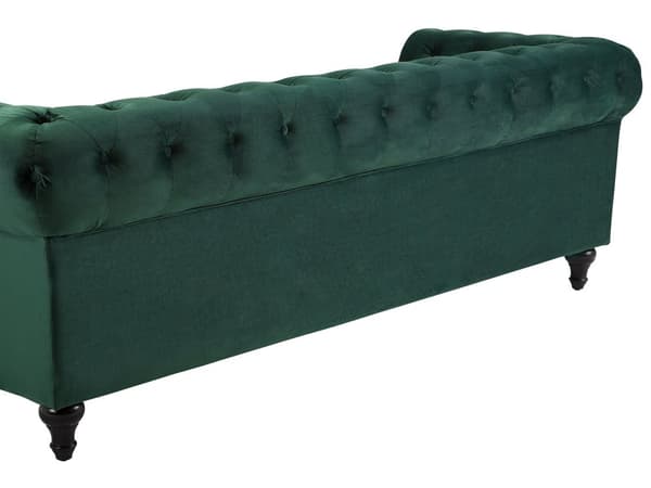 Sohva vihreä 201 x 70 x 75 cm samettiverhoilu kolmelle chesterfield