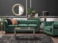 Pikkukuva 2 / 11: Sohva vihreä 201 x 70 x 75 cm samettiverhoilu kolmelle chesterfield
