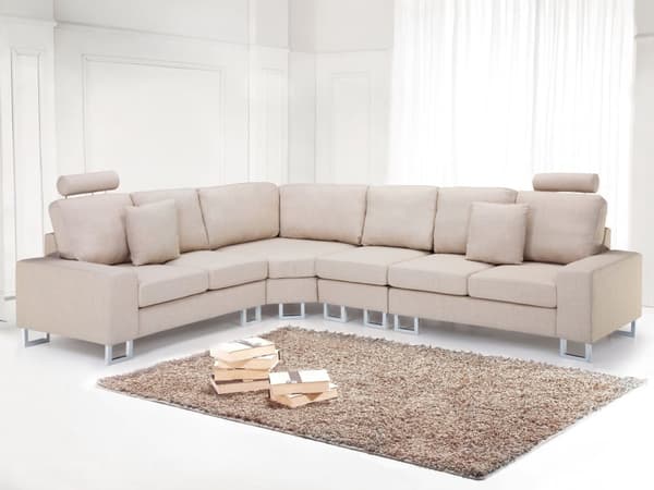 Kulmasohva beige 290 x 103 x 235 cm kangasverhoilu kuudelle oikeakätinen