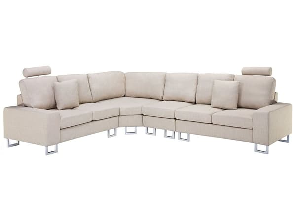 Kulmasohva beige 290 x 103 x 235 cm kangasverhoilu kuudelle oikeakätinen