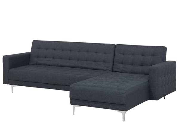 Kulmavuodesohva tummanharmaa 267 x 168 x 83 cm kangasverhoilu metalli puu neljälle vasen