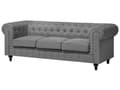 Pikkukuva 5 / 11: Sohva vaaleanharmaa 222 x 78 x 85 cm kangasverhoilu kolmelle chesterfield
