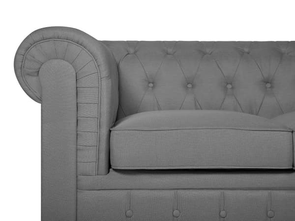 Sohva vaaleanharmaa 222 x 78 x 85 cm kangasverhoilu kolmelle chesterfield