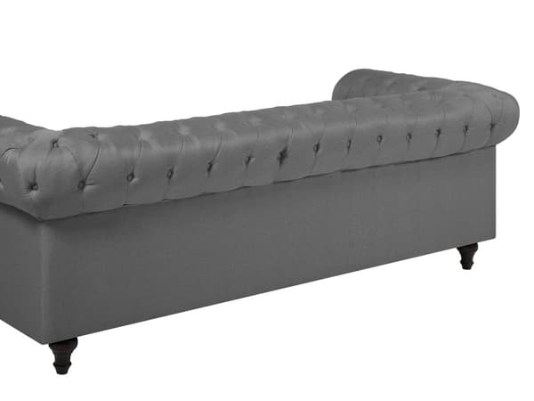 Sohva vaaleanharmaa 222 x 78 x 85 cm kangasverhoilu kolmelle chesterfield