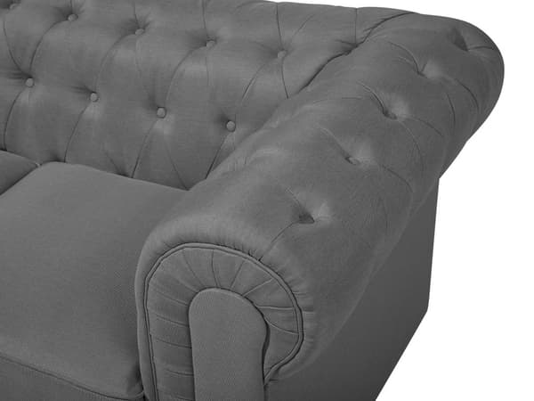 Sohva vaaleanharmaa 222 x 78 x 85 cm kangasverhoilu kolmelle chesterfield