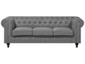 Pikkukuva 1 / 11: Sohva vaaleanharmaa 222 x 78 x 85 cm kangasverhoilu kolmelle chesterfield