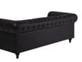 Pikkukuva 6 / 11: Sohva musta 222 x 78 x 85 cm keinonahkaverhoilu kolmelle chesterfield