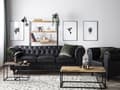 Pikkukuva 2 / 11: Sohva musta 222 x 78 x 85 cm keinonahkaverhoilu kolmelle chesterfield