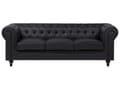 Pikkukuva 1 / 11: Sohva musta 222 x 78 x 85 cm keinonahkaverhoilu kolmelle chesterfield