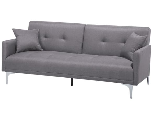 Vuodesohva harmaa 192 x 78 x 80 cm kangasverhoilu kolmelle metallijalat eukalyptuspuu