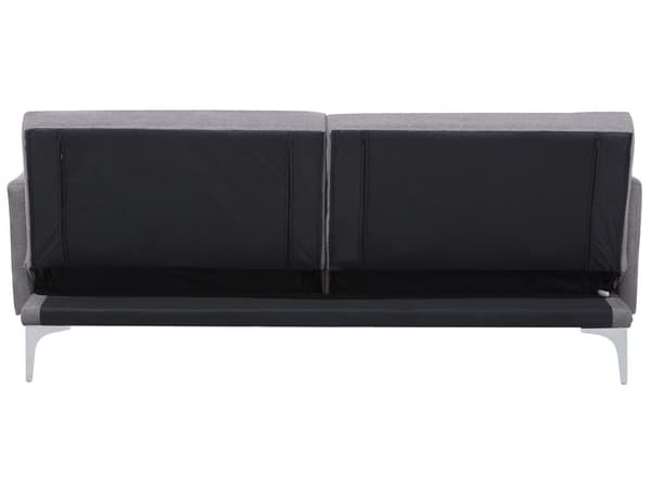 Vuodesohva harmaa 192 x 78 x 80 cm kangasverhoilu kolmelle metallijalat eukalyptuspuu