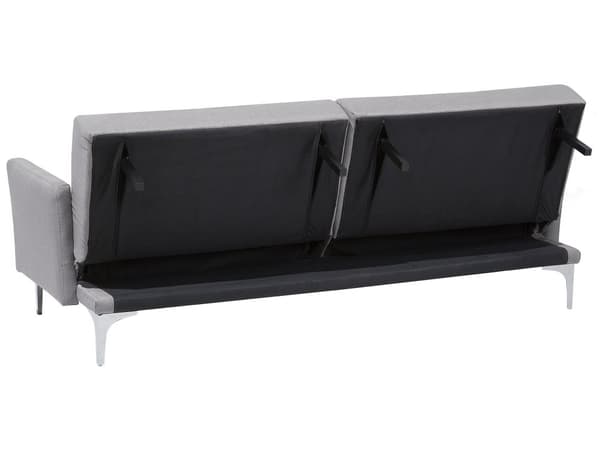 Vuodesohva harmaa 192 x 78 x 80 cm kangasverhoilu kolmelle metallijalat eukalyptuspuu