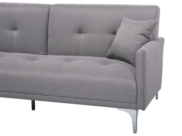 Vuodesohva harmaa 192 x 78 x 80 cm kangasverhoilu kolmelle metallijalat eukalyptuspuu