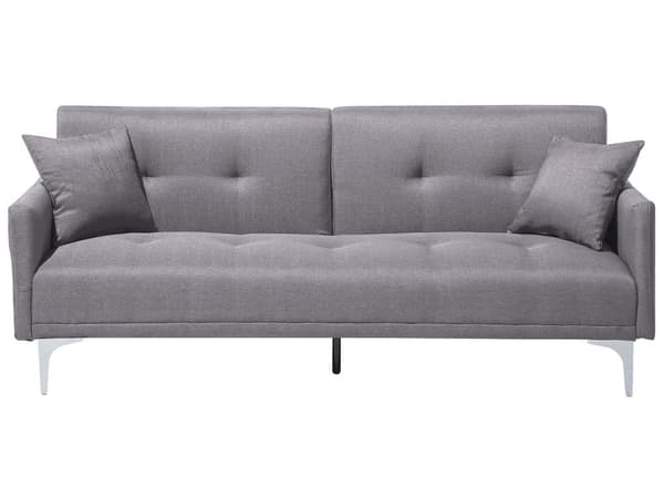 Vuodesohva harmaa 192 x 78 x 80 cm kangasverhoilu kolmelle metallijalat eukalyptuspuu