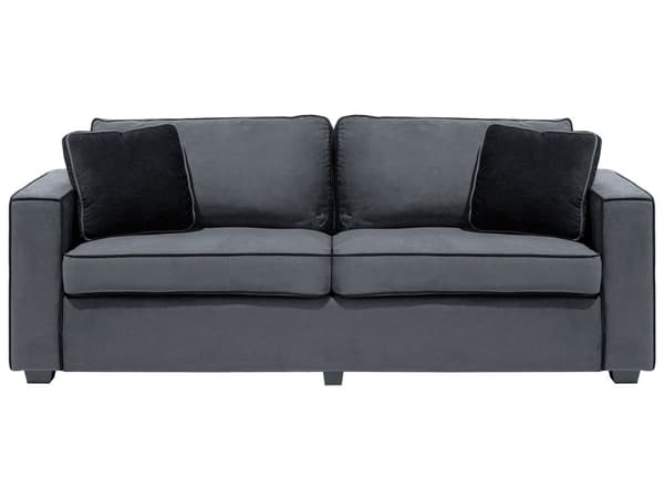 Sohva harmaa 204 x 82 x 78 cm sametti puu vaneri kolmelle koristetyynyt moderni