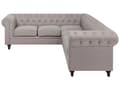 Pikkukuva 4 / 11: Kulmasohva beige 280 x 77 x 85 cm kangasverhoilu kuudelle oikeakätinen chesterfield