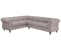 Pikkukuva 1 / 11: Kulmasohva beige 280 x 77 x 85 cm kangasverhoilu kuudelle oikeakätinen chesterfield