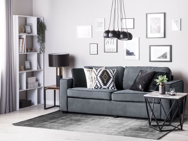 3-sits soffa Ljusgrå Sammet Armstöd Prydnadskuddar Vardagsrum