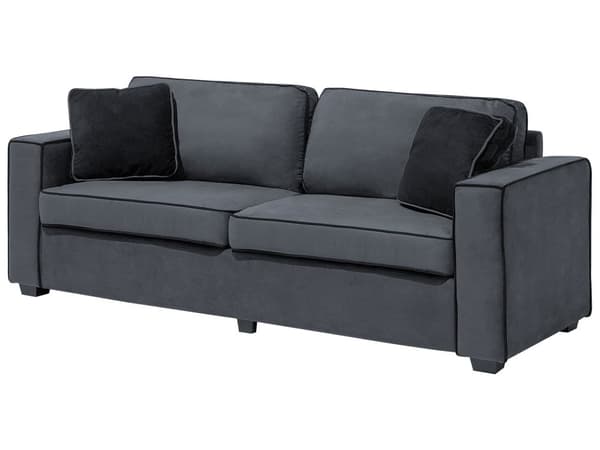 3-sits soffa Ljusgrå Sammet Armstöd Prydnadskuddar Vardagsrum