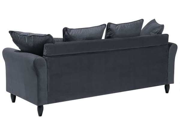 Soffa Grå Sammet 3-sitsi Kuddar