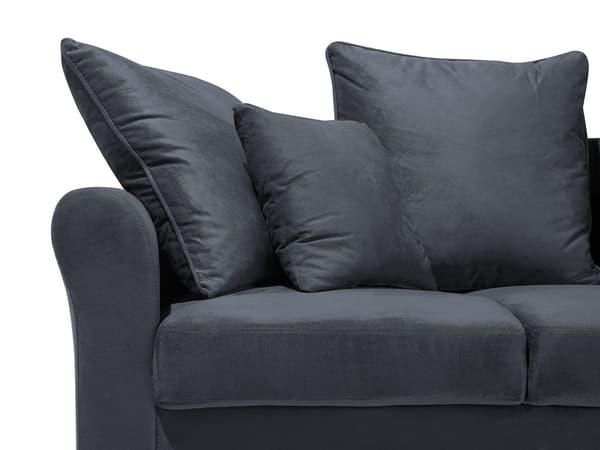 Soffa Grå Sammet 3-sitsi Kuddar