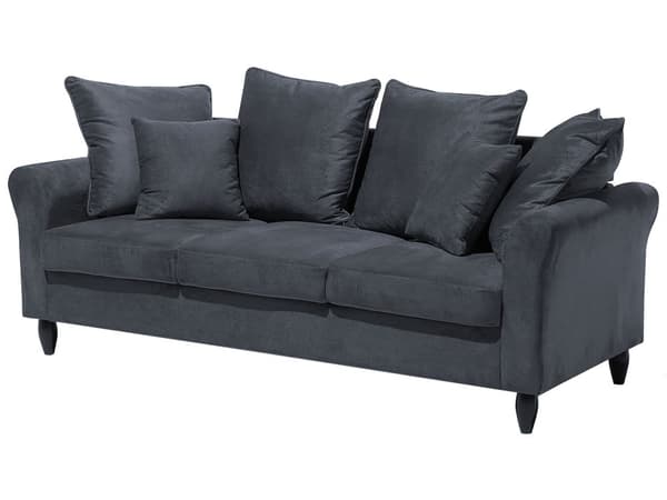 Sohva tummanharmaa 197 x 76 x 79 cm sametti puu vaneri kolmelle koristetyynyt moderni