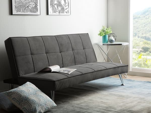 Vuodesohva harmaa 145 x 68 x 75 cm polyesteri kolmelle metalli puu käsinojaton