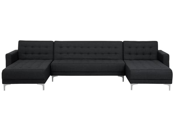 U-kulmavuodesohva grafiitinharmaa 348 x 168 x 83 cm kangasverhoilu metalli vaneri viidelle
