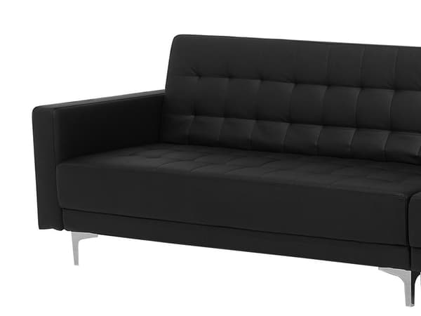 Kulmavuodesohva musta 347 x 168 x 83 cm keinonahkaverhoilu metalli puu viidelle vasen